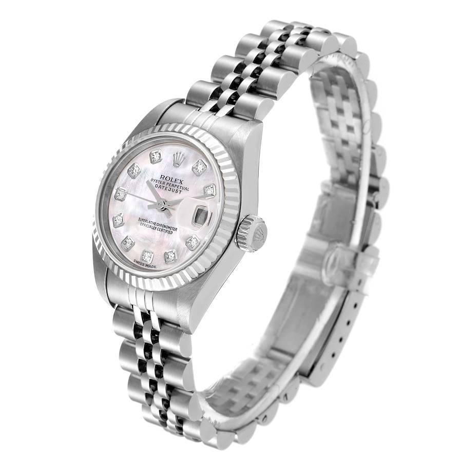 Women's Rolex Datejust Steel White Gold Mother of Pearl Diamond Ladies Watch 79174