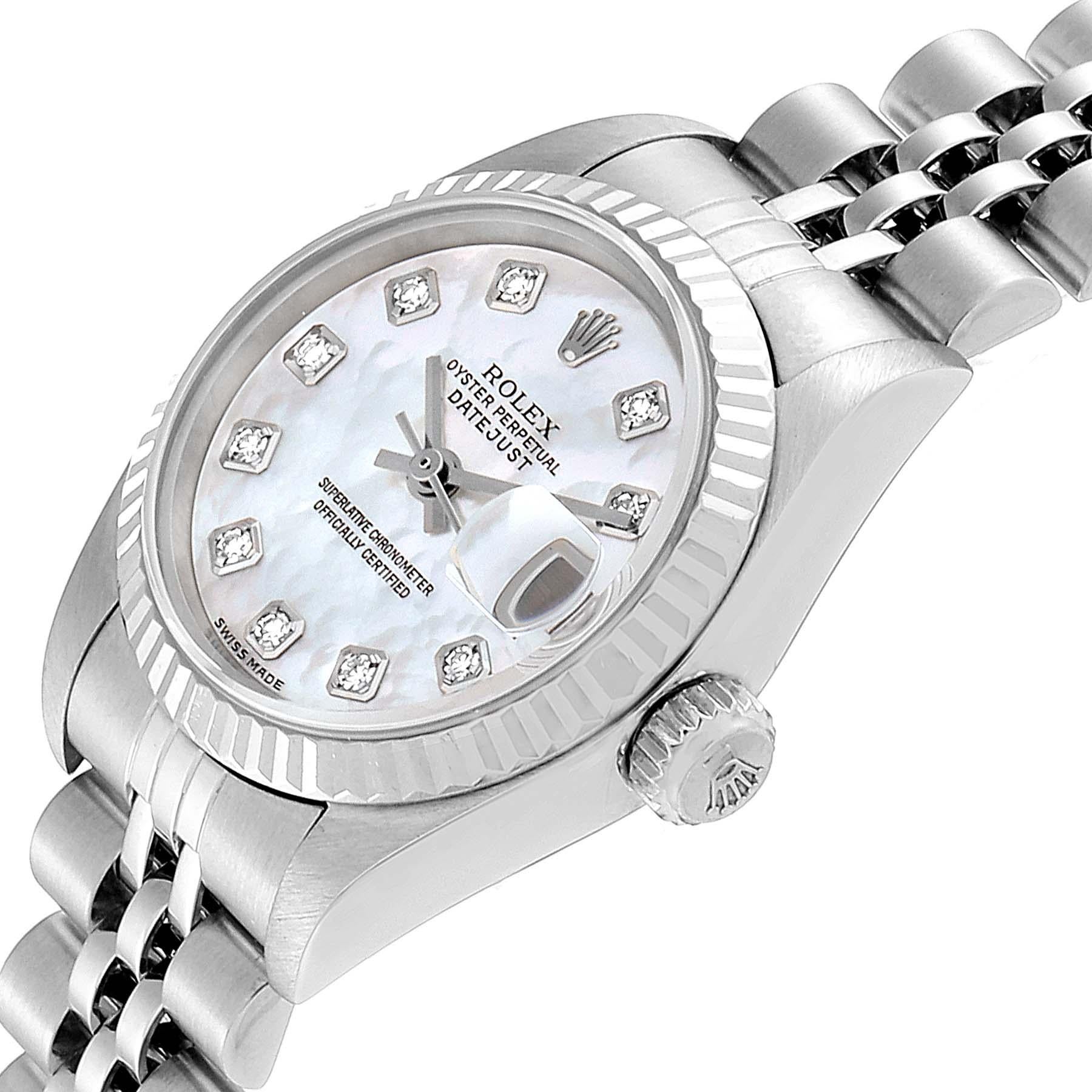 Rolex Datejust Steel White Gold Mother of Pearl Diamond Ladies Watch 79174 For Sale 1
