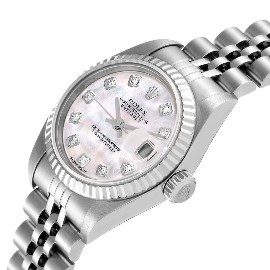 Rolex Datejust Steel White Gold Mother of Pearl Diamond Ladies Watch 79174 1