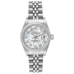 Rolex Datejust Steel White Gold Mother of Pearl Diamond Ladies Watch 79174