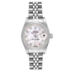 Rolex Datejust Steel White Gold Mother of Pearl Diamond Ladies Watch 79174