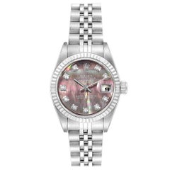 Rolex Datejust Steel White Gold Mother of Pearl Diamond Ladies Watch 79174