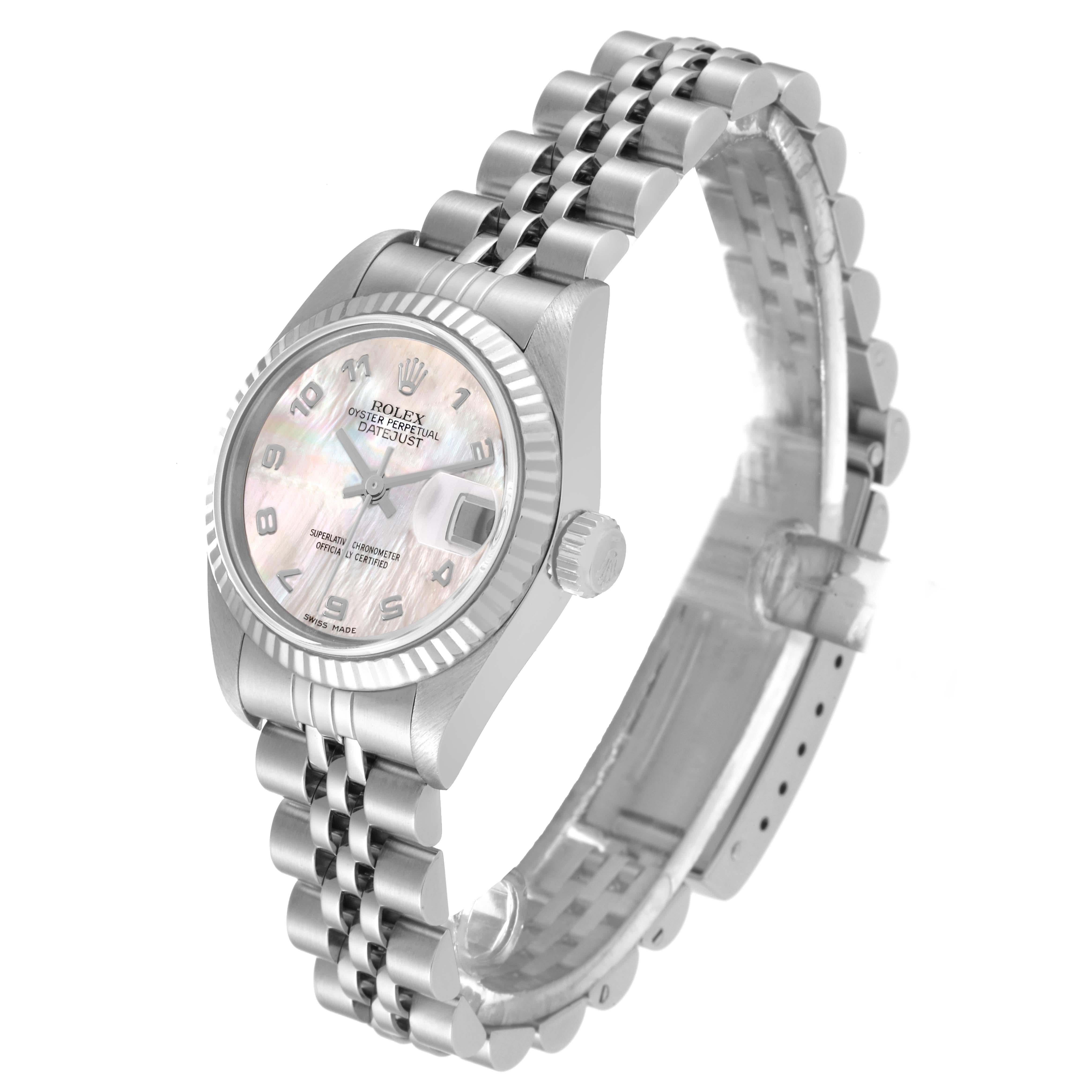 Women's Rolex Datejust Steel White Gold Mother Of Pearl Ladies Watch 79174