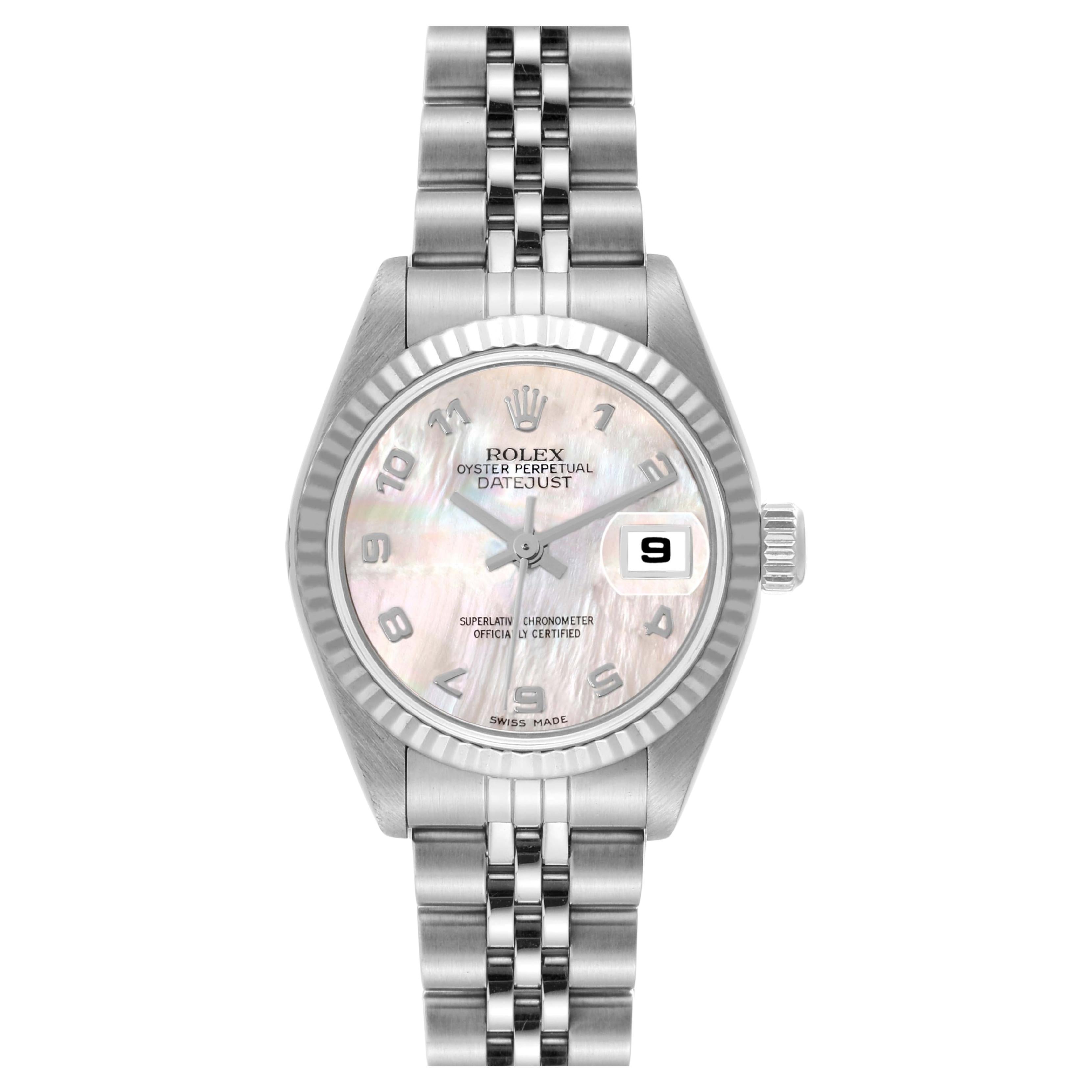 Rolex Datejust Steel White Gold Mother Of Pearl Ladies Watch 79174