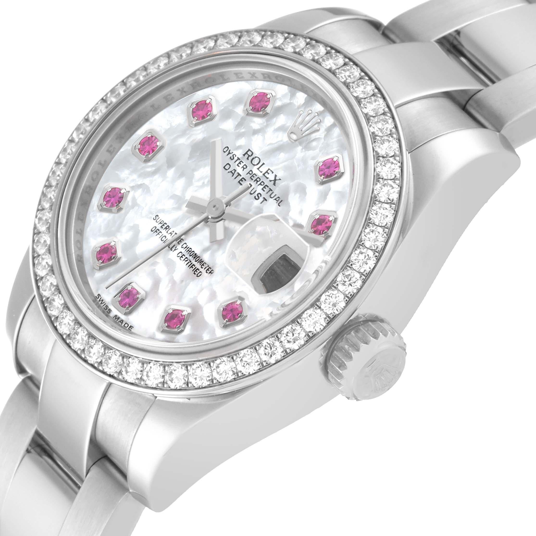 Rolex Datejust Steel White Gold Mother Of Pearl Ruby Diamond Ladies Watch 179384 For Sale 1