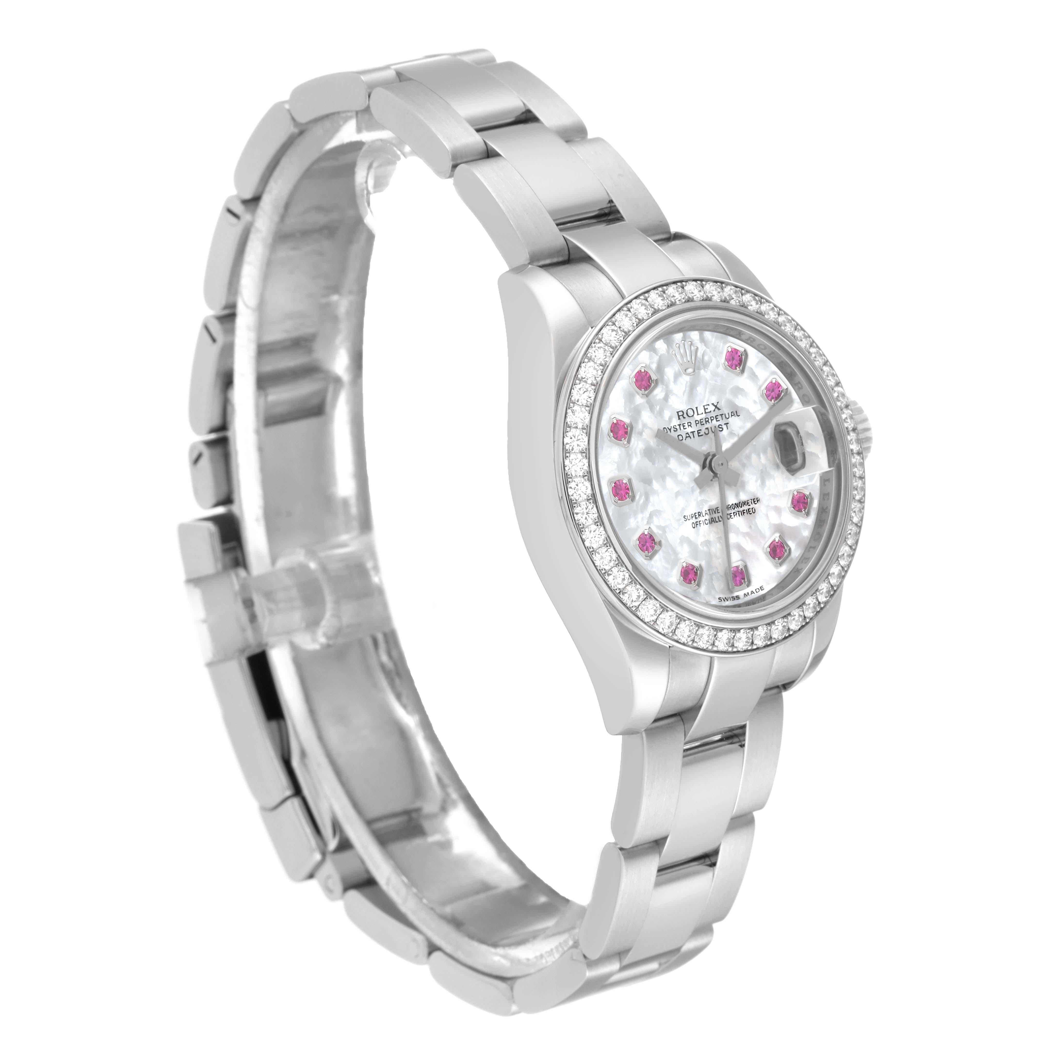 Rolex Datejust Steel White Gold Mother Of Pearl Ruby Diamond Ladies Watch 179384 For Sale 3