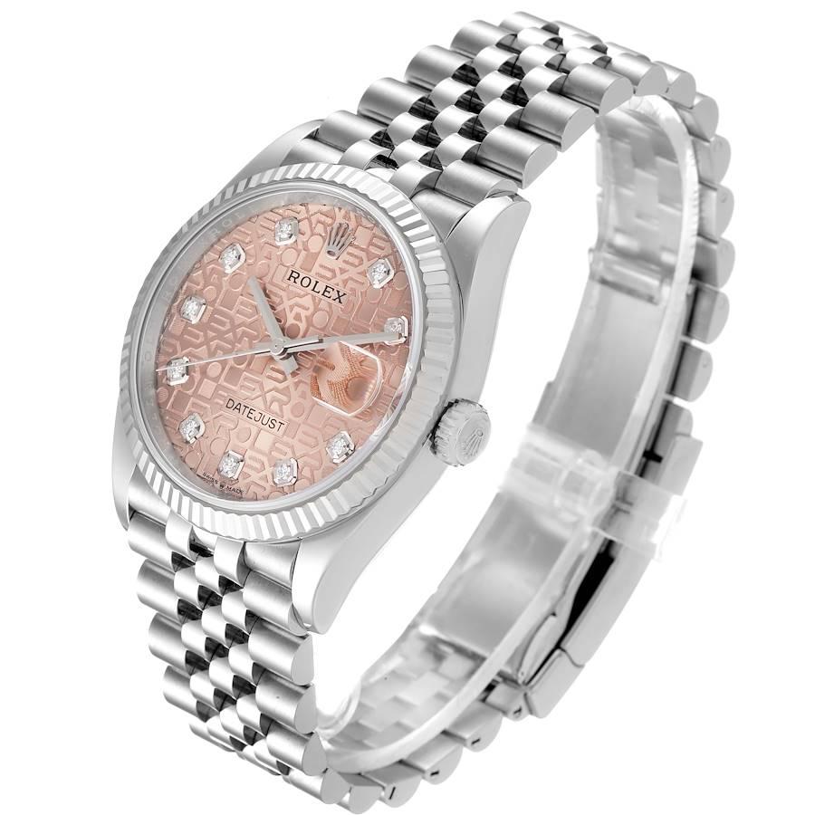 Men's Rolex Datejust Steel White Gold Pink Dial Diamond Watch 126234 Unworn For Sale