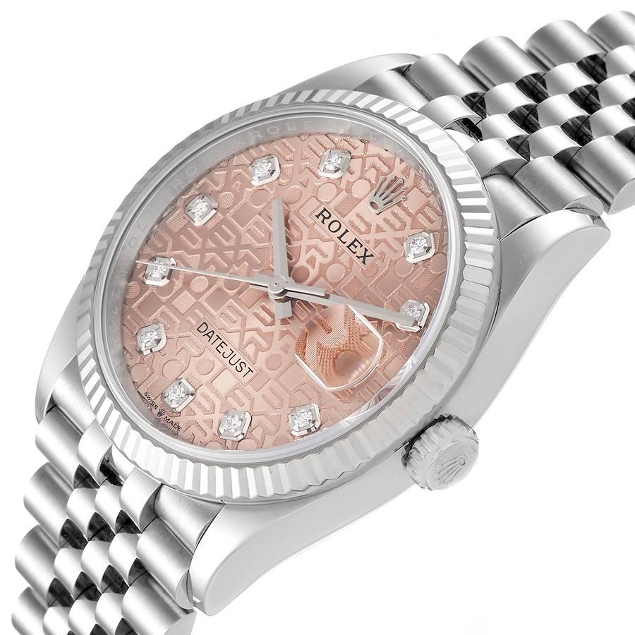 Rolex Datejust Steel White Gold Pink Dial Diamond Watch 126234 Unworn For Sale 1