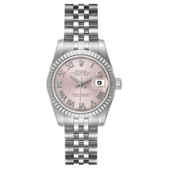 Rolex Datejust Steel White Gold Pink Dial Ladies Watch 179174 Box Card