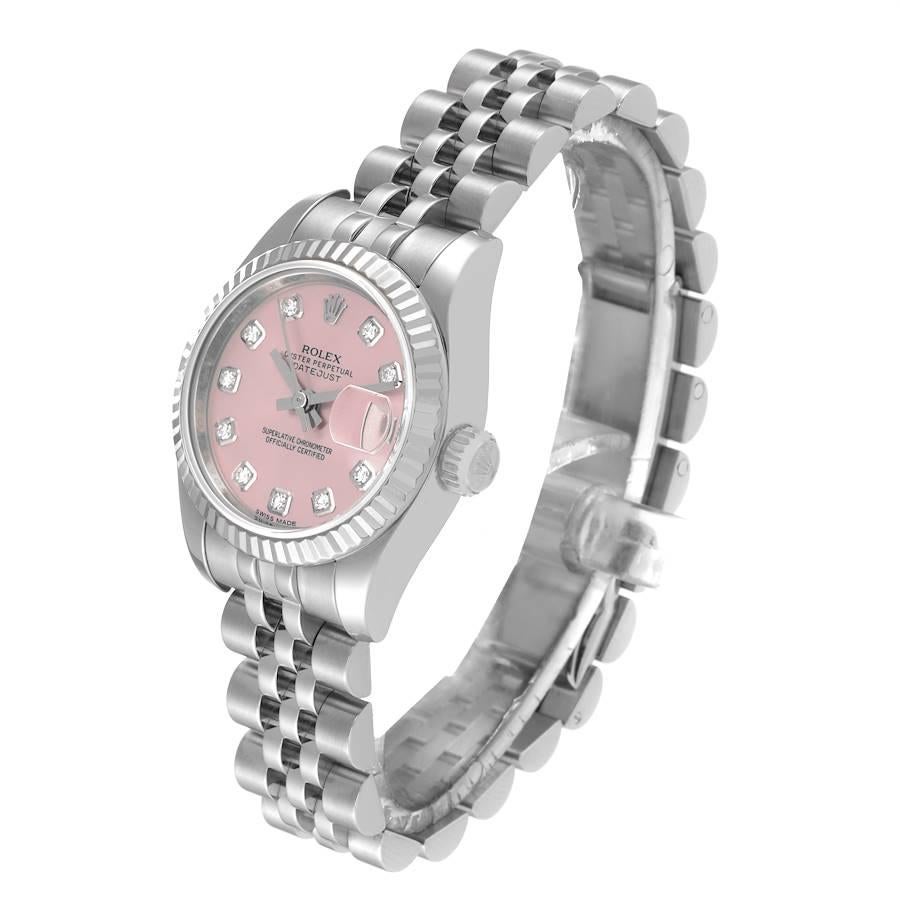 Women's Rolex Datejust Steel White Gold Pink Diamond Dial Ladies Watch 179174