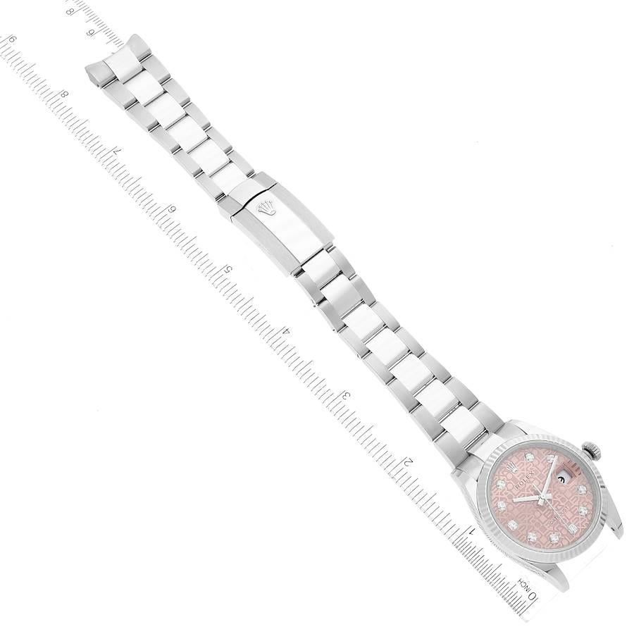 Rolex Datejust Steel White Gold Pink Diamond Dial Mens Watch 126234 Box Card For Sale 3