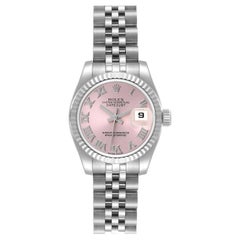 Rolex Datejust Stahl Weißgold Rosa römisches Zifferblatt Damenuhr 179174 Box Karte