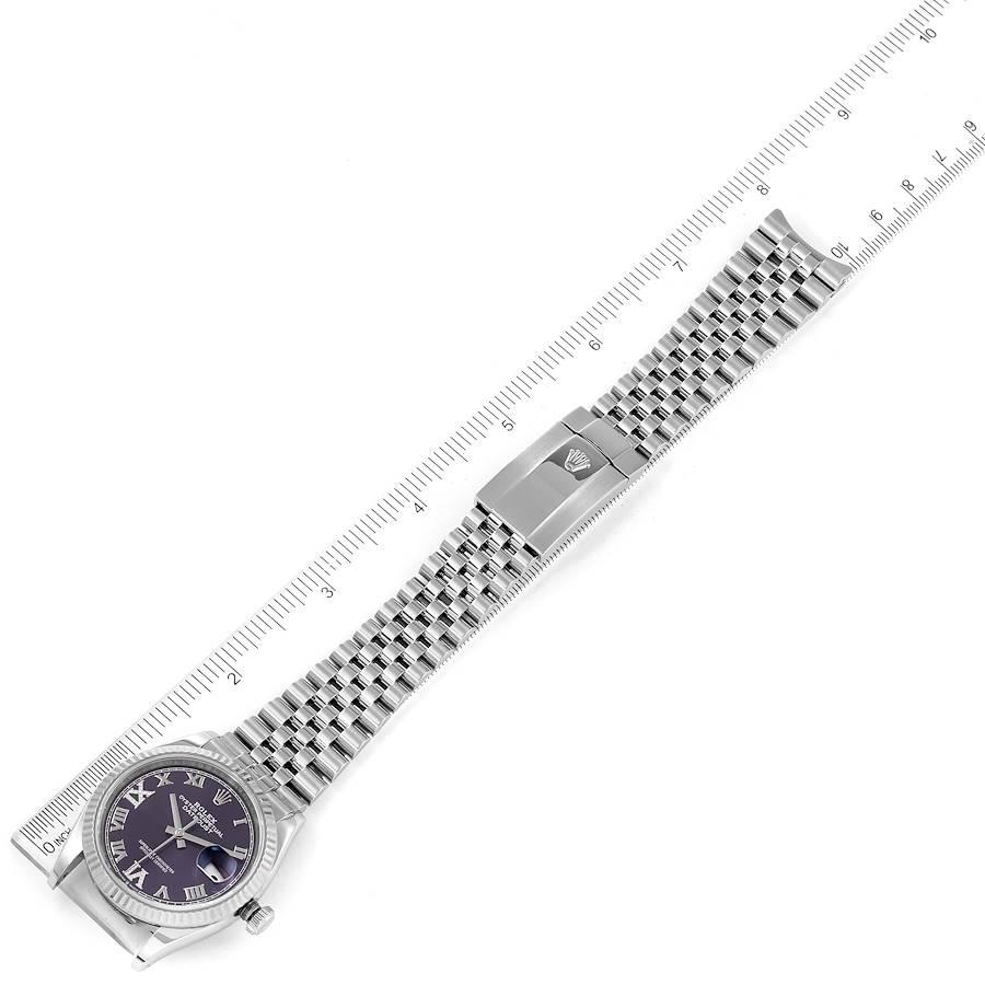 Rolex Datejust Steel White Gold Purple Dial Diamond Watch 126234 Box Card For Sale 3