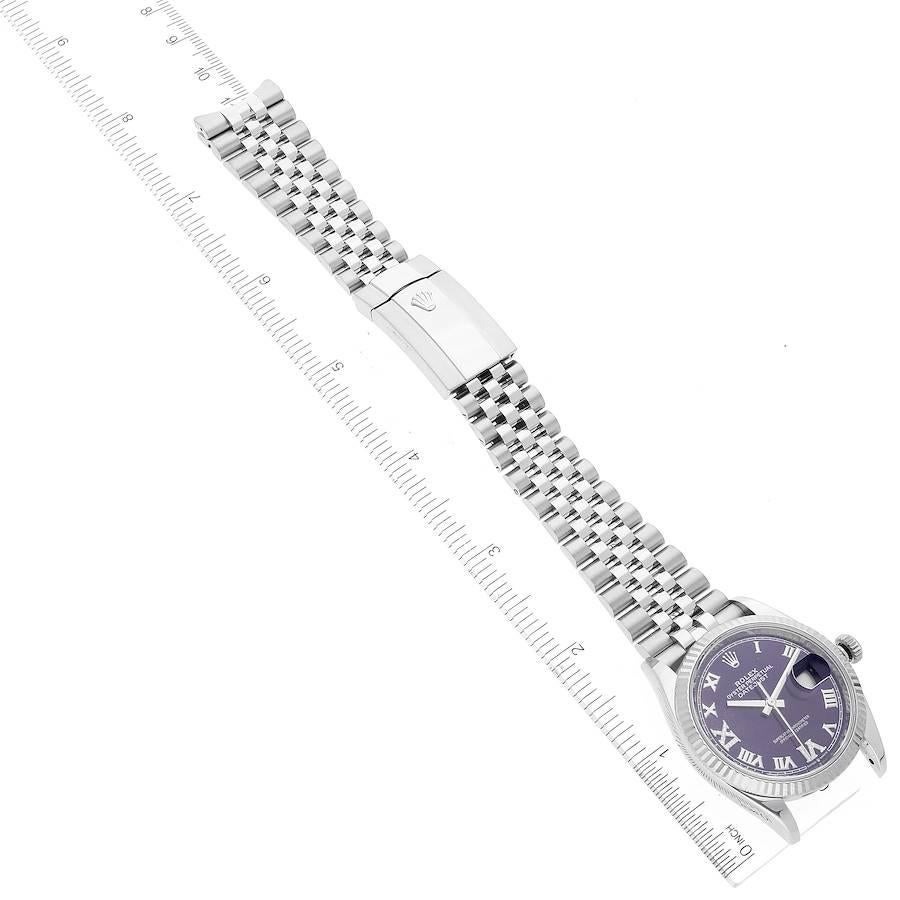 Rolex Datejust Edelstahl Weißgold Lila Zifferblatt Diamant Uhr 126234 Box Card im Angebot 3