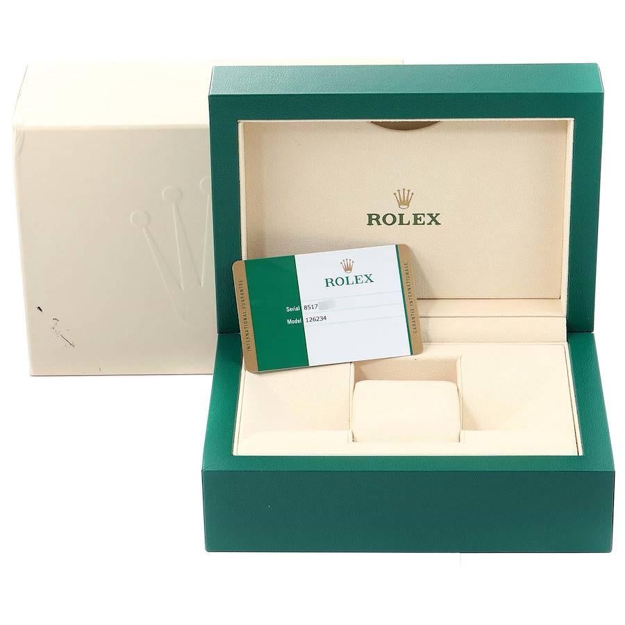 Rolex Datejust Steel White Gold Purple Dial Diamond Watch 126234 Box Card For Sale 5