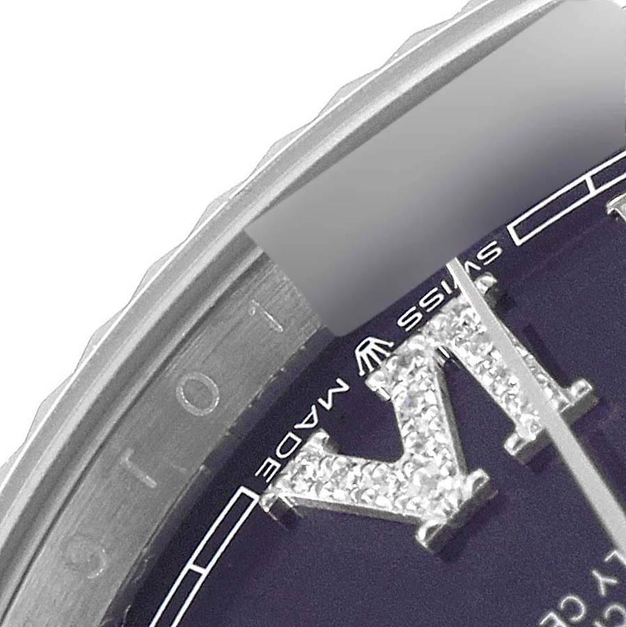 Rolex Datejust Edelstahl Weißgold Lila Zifferblatt Diamant Uhr 126234 Box Card im Zustand „Hervorragend“ im Angebot in Atlanta, GA