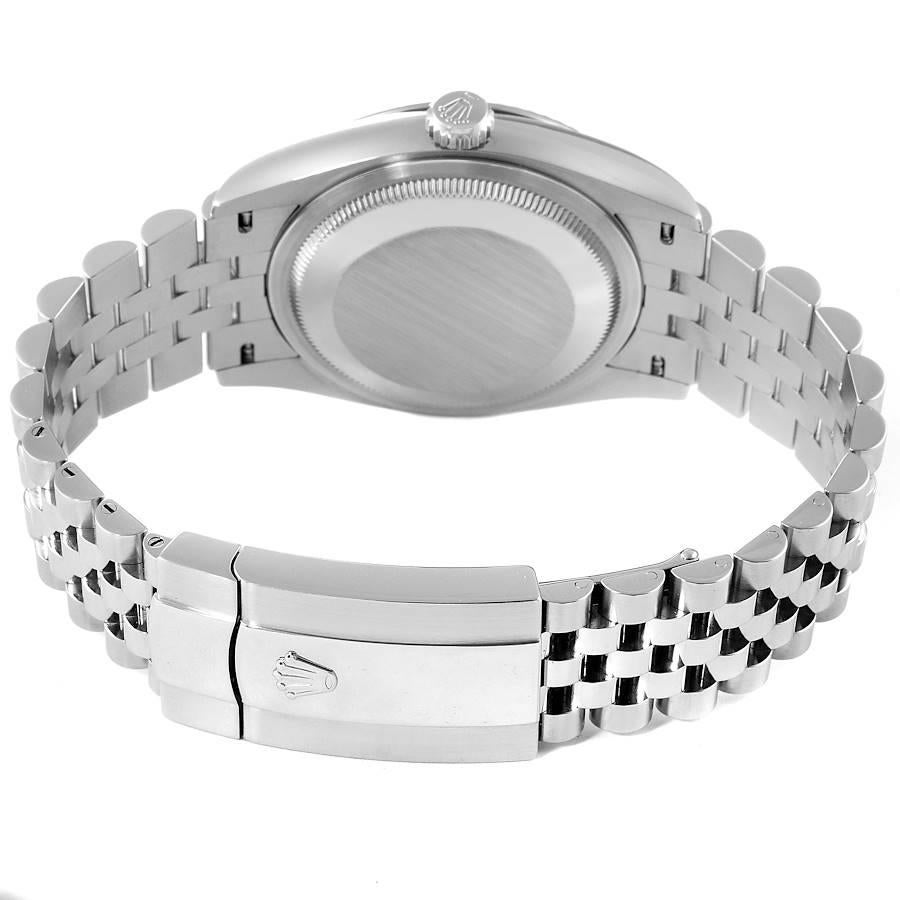 Rolex Datejust Steel White Gold Purple Dial Diamond Watch 126234 Box Card For Sale 2