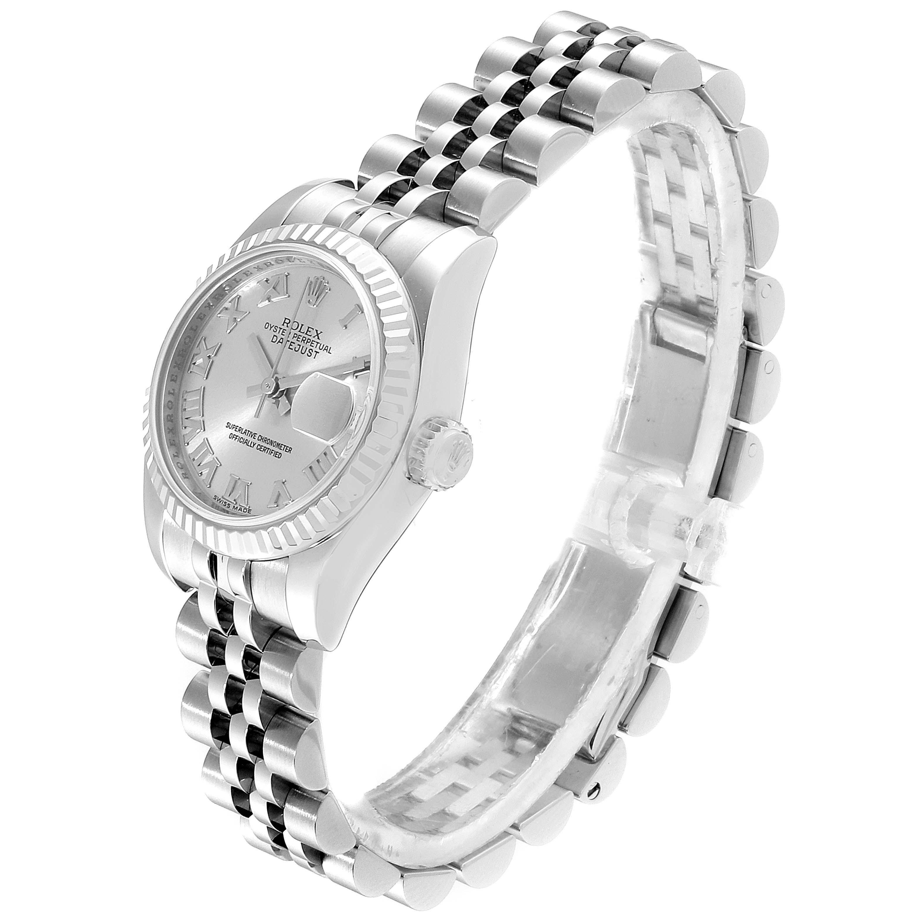 Rolex Datejust Steel White Gold Rhodium Roman Dial Ladies Watch 179174 In Excellent Condition In Atlanta, GA
