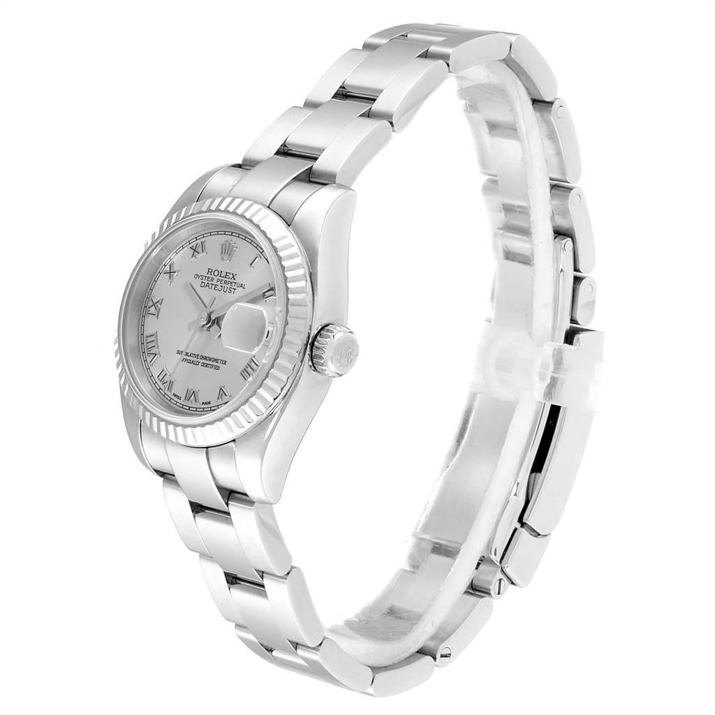 Women's Rolex Datejust Steel White Gold Rhodium Roman Dial Ladies Watch 179174