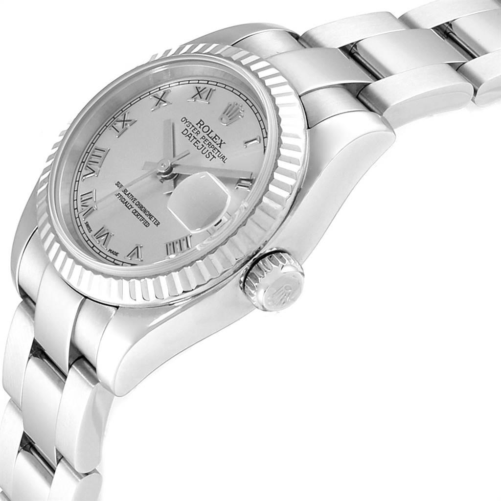 Rolex Datejust Steel White Gold Rhodium Roman Dial Ladies Watch 179174 1