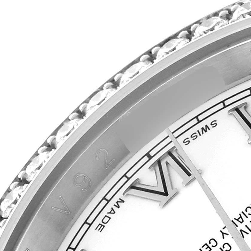 Men's Rolex Datejust Steel White Gold Roman Dial Diamond Bezel Mens Watch 116244