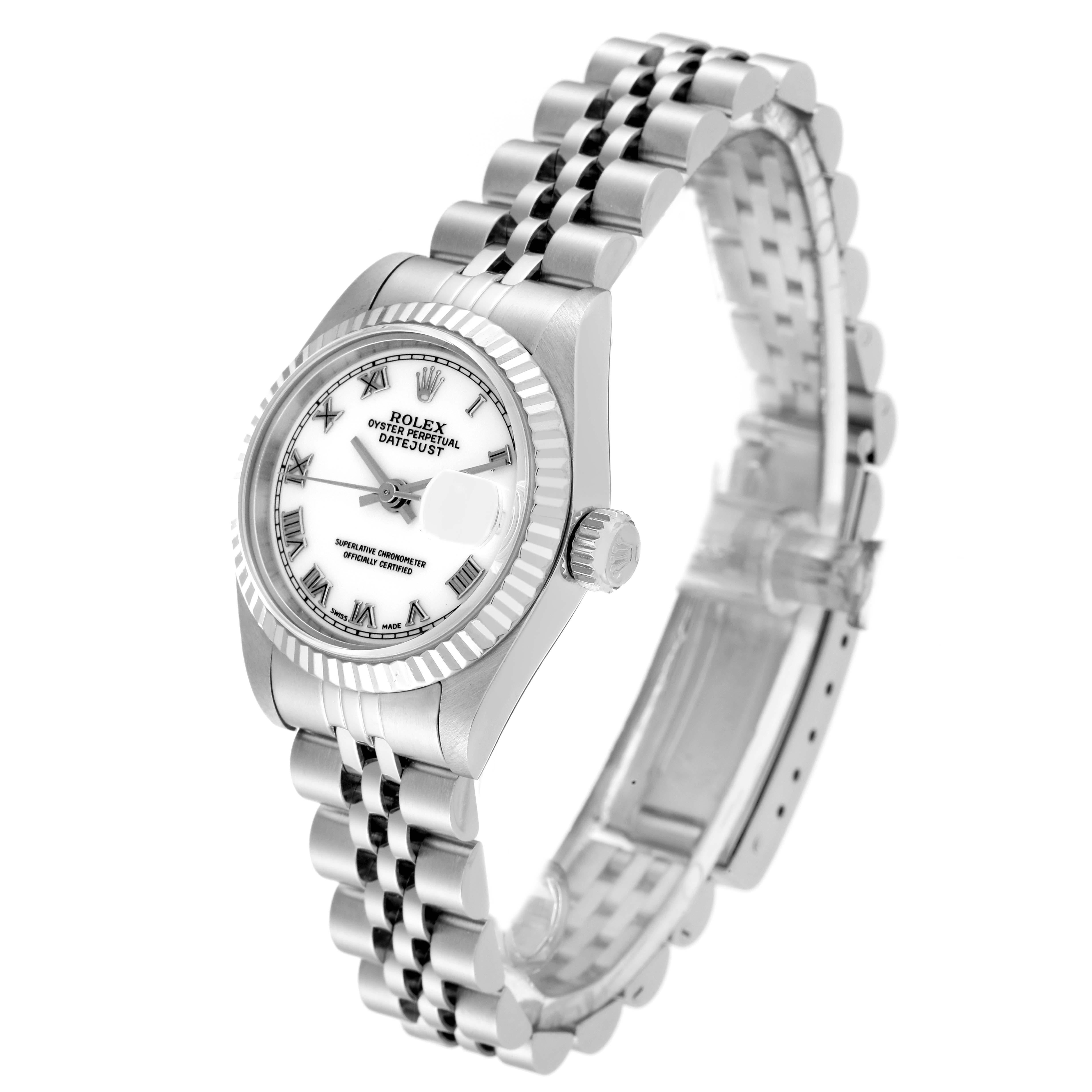 Rolex Datejust Steel White Gold Roman Dial Ladies Watch 69174 In Excellent Condition In Atlanta, GA