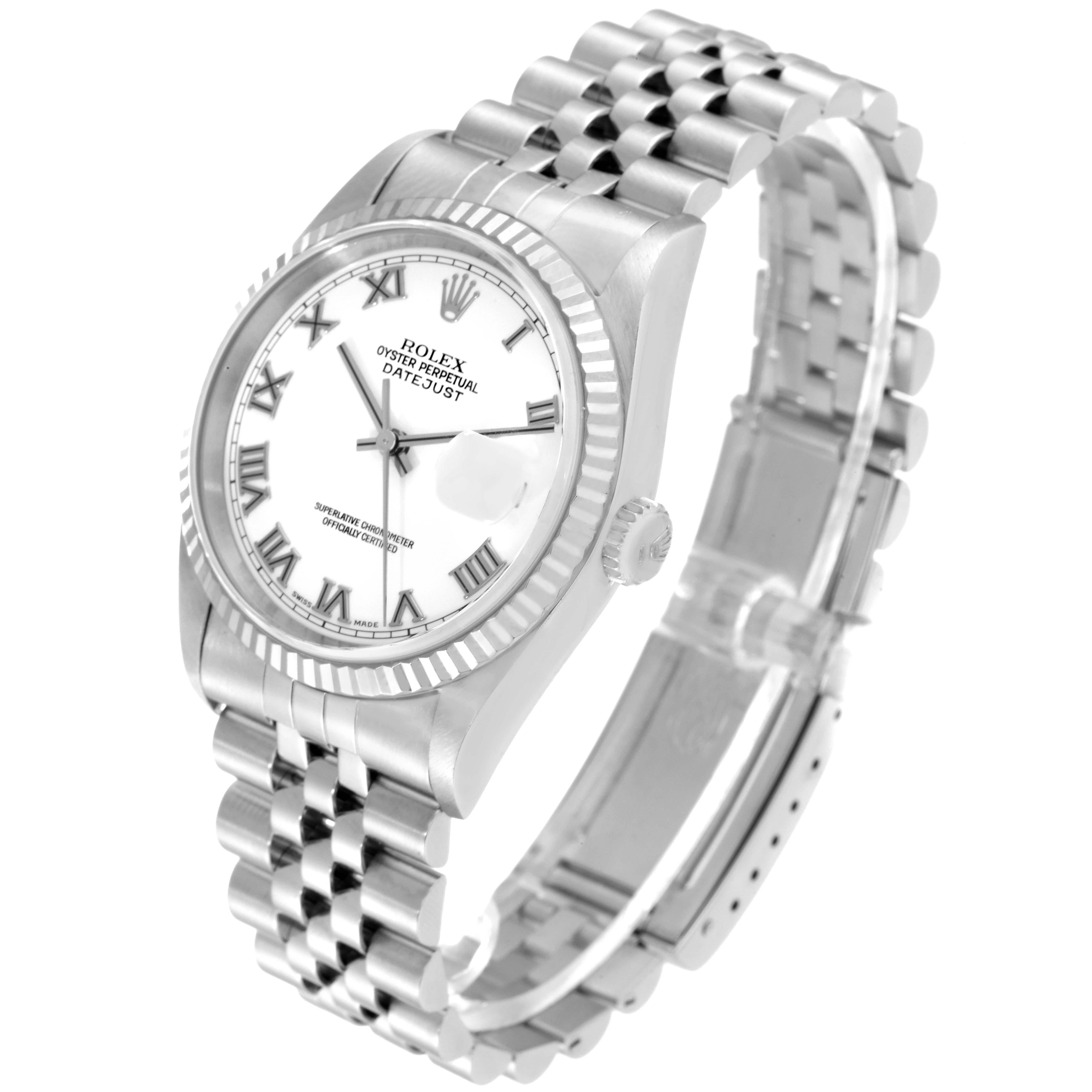 Men's Rolex Datejust Steel White Gold Roman Dial Mens Watch 16234