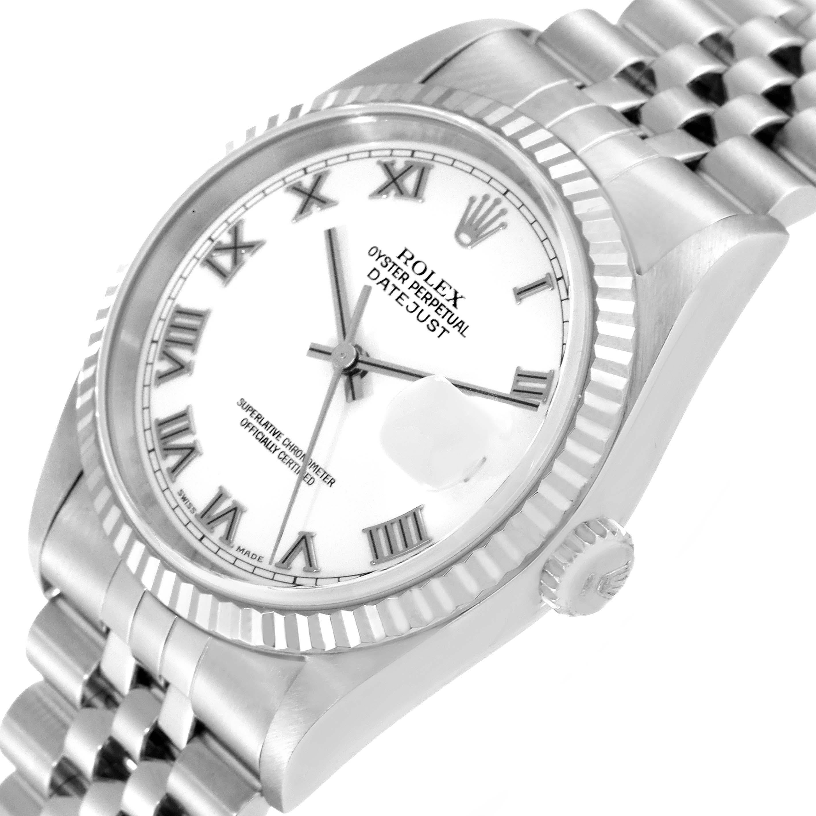 Rolex Datejust Steel White Gold Roman Dial Mens Watch 16234 1