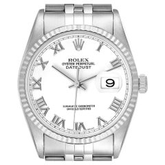 Rolex Datejust Steel White Gold Roman Dial Mens Watch 16234