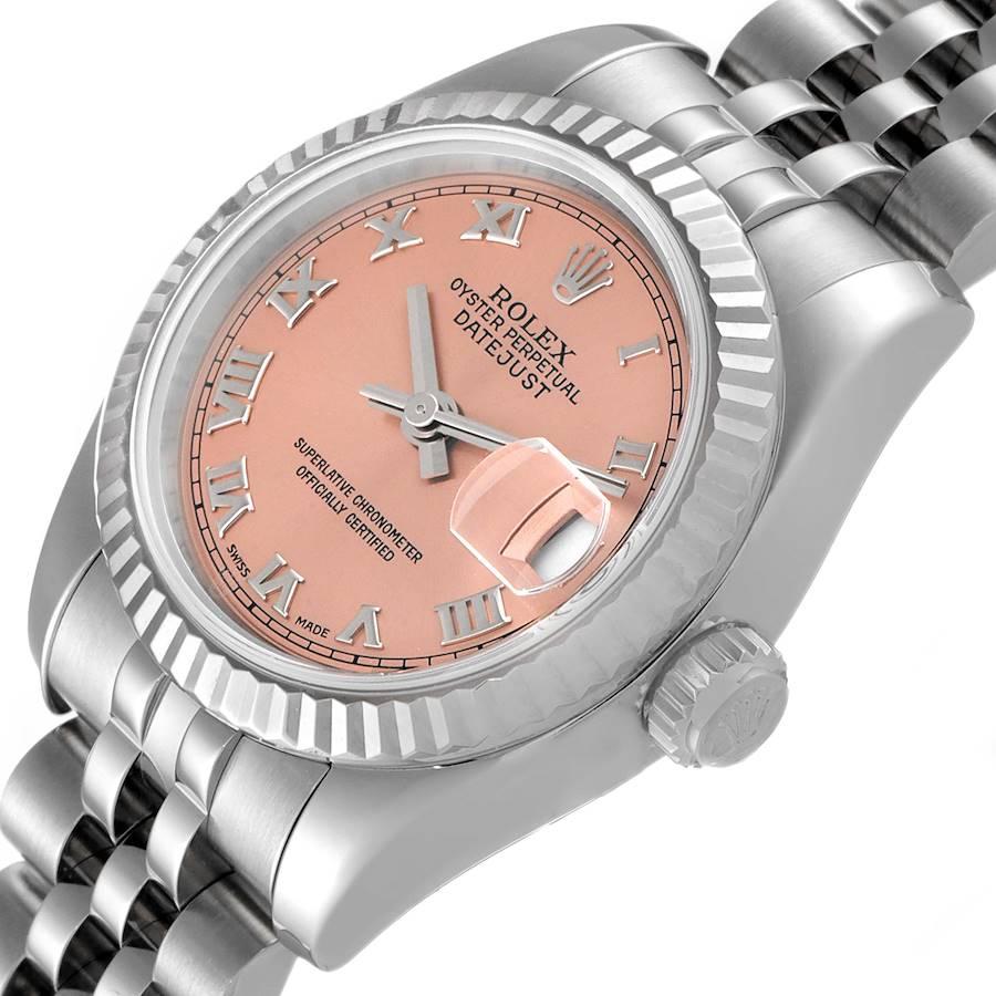 Women's Rolex Datejust Steel White Gold Salmon Dial Ladies Watch 179174