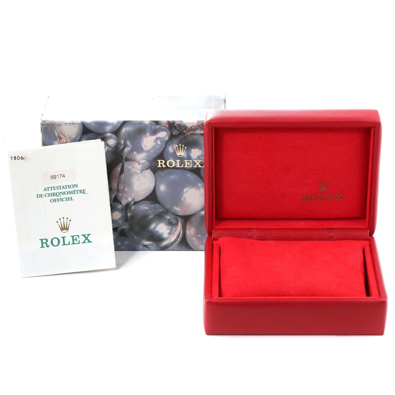 Rolex Datejust Steel White Gold Salmon Dial Ladies Watch 69174 Box Papers 8