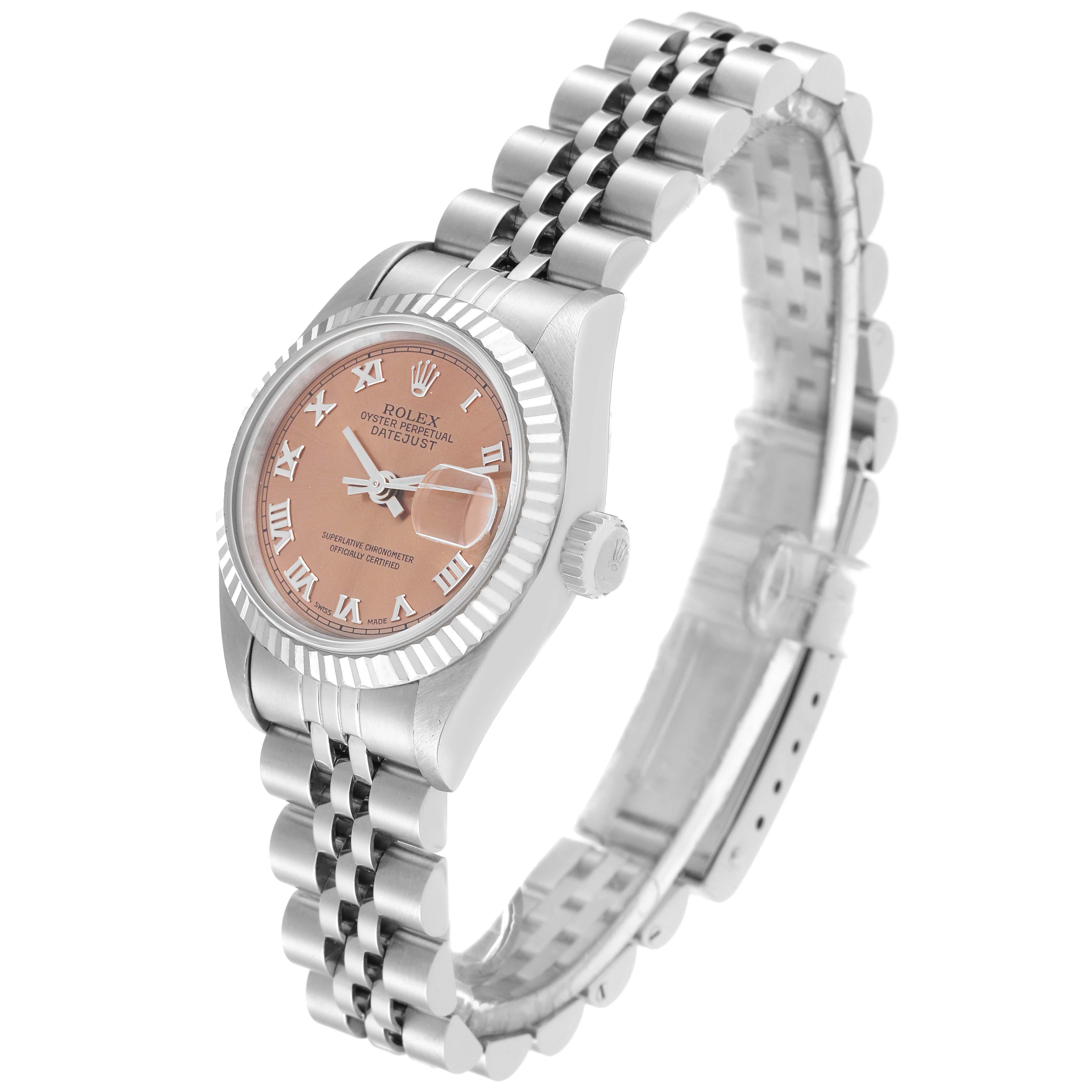Women's Rolex Datejust Steel White Gold Salmon Dial Ladies Watch 69174 Box Papers