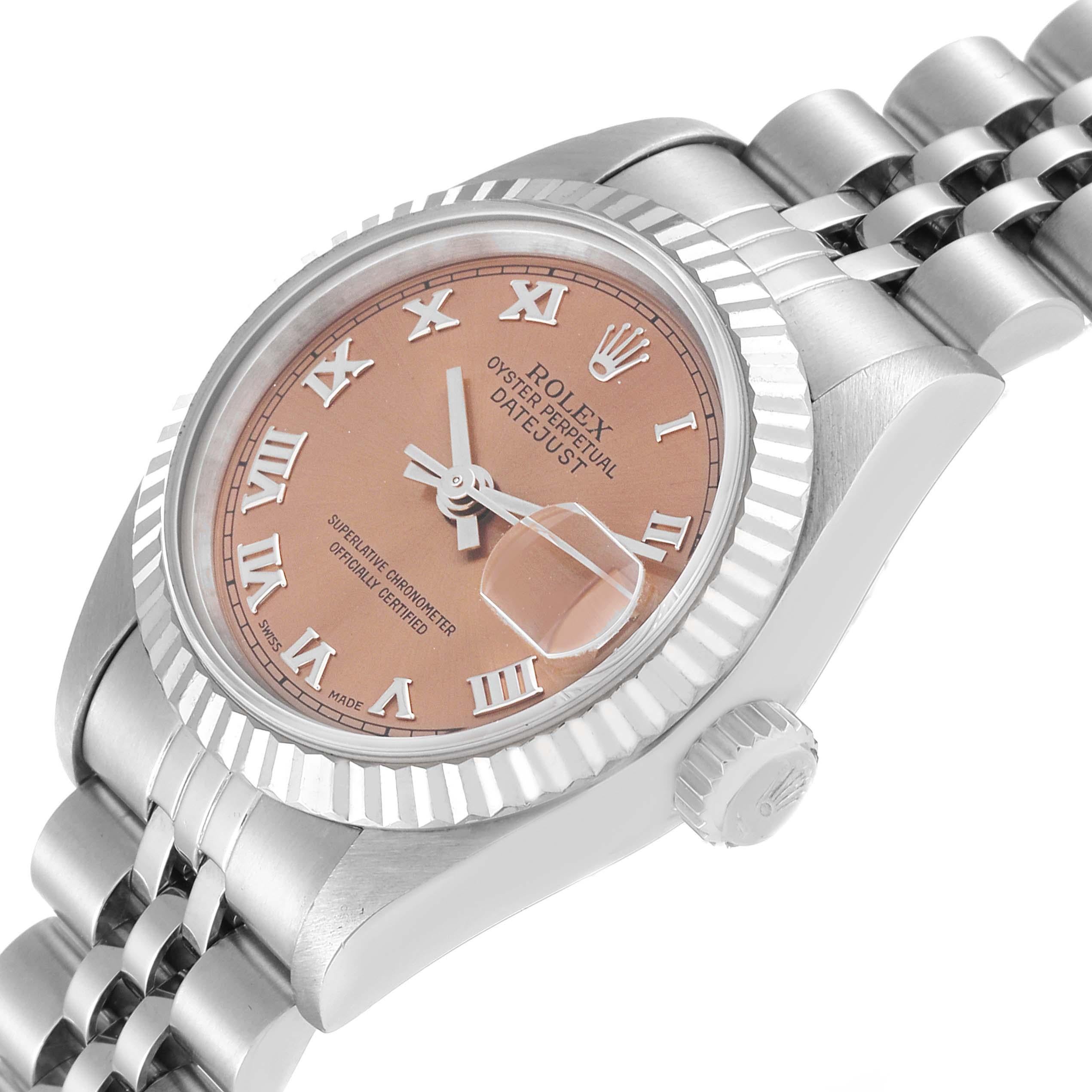 Rolex Datejust Steel White Gold Salmon Dial Ladies Watch 69174 Box Papers 1