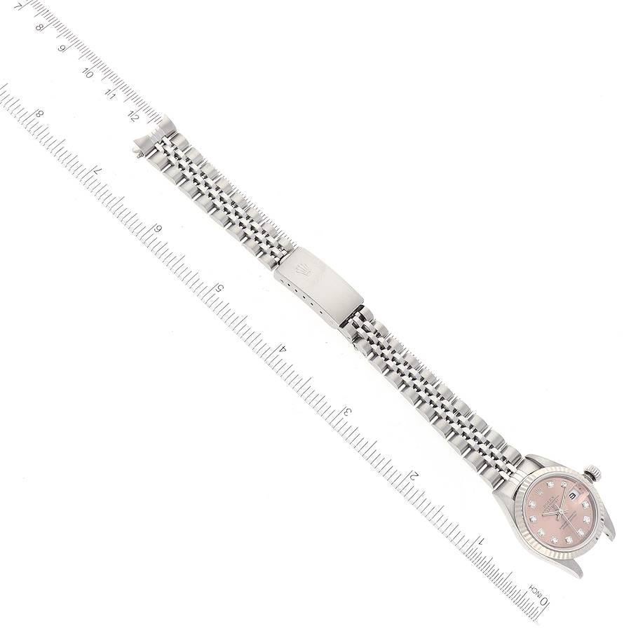 Rolex Montre Datejust en acier et or blanc avec cadran en diamant saumon 79174 pour femmes 6