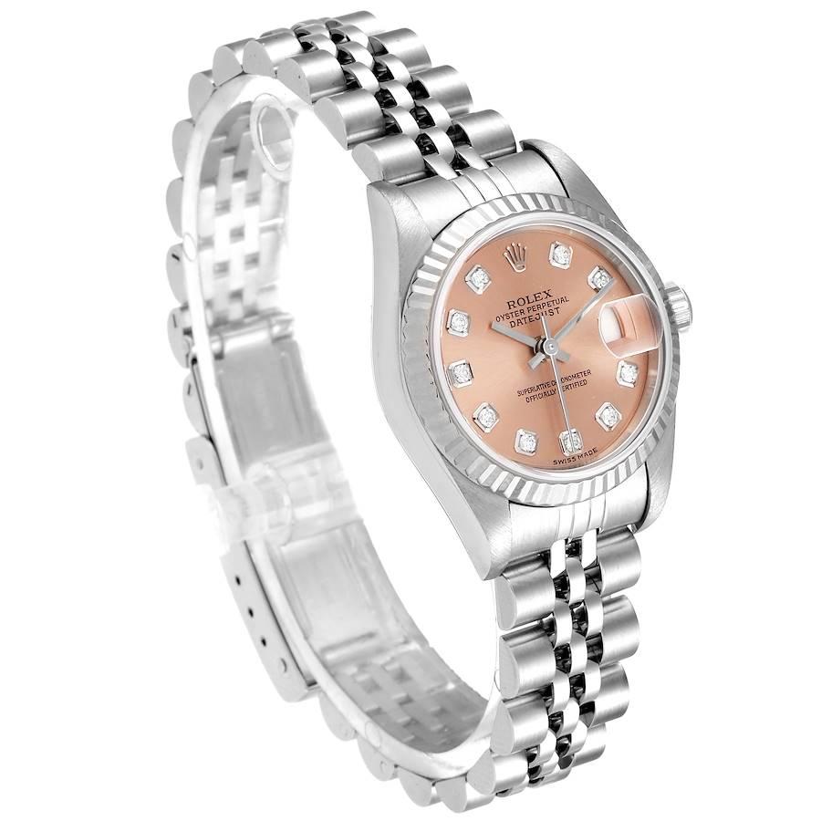 Rolex Datejust Steel White Gold Salmon Diamond Dial Ladies Watch 79174 In Excellent Condition In Atlanta, GA