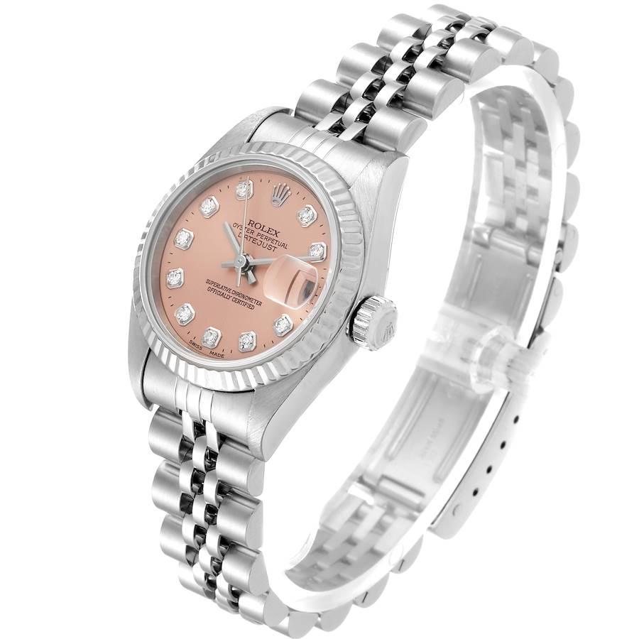 Women's Rolex Datejust Steel White Gold Salmon Diamond Dial Ladies Watch 79174