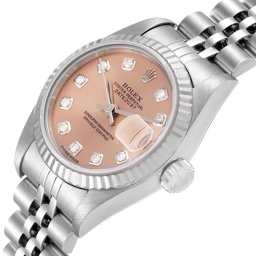 Rolex Datejust Steel White Gold Salmon Diamond Dial Ladies Watch 79174 1