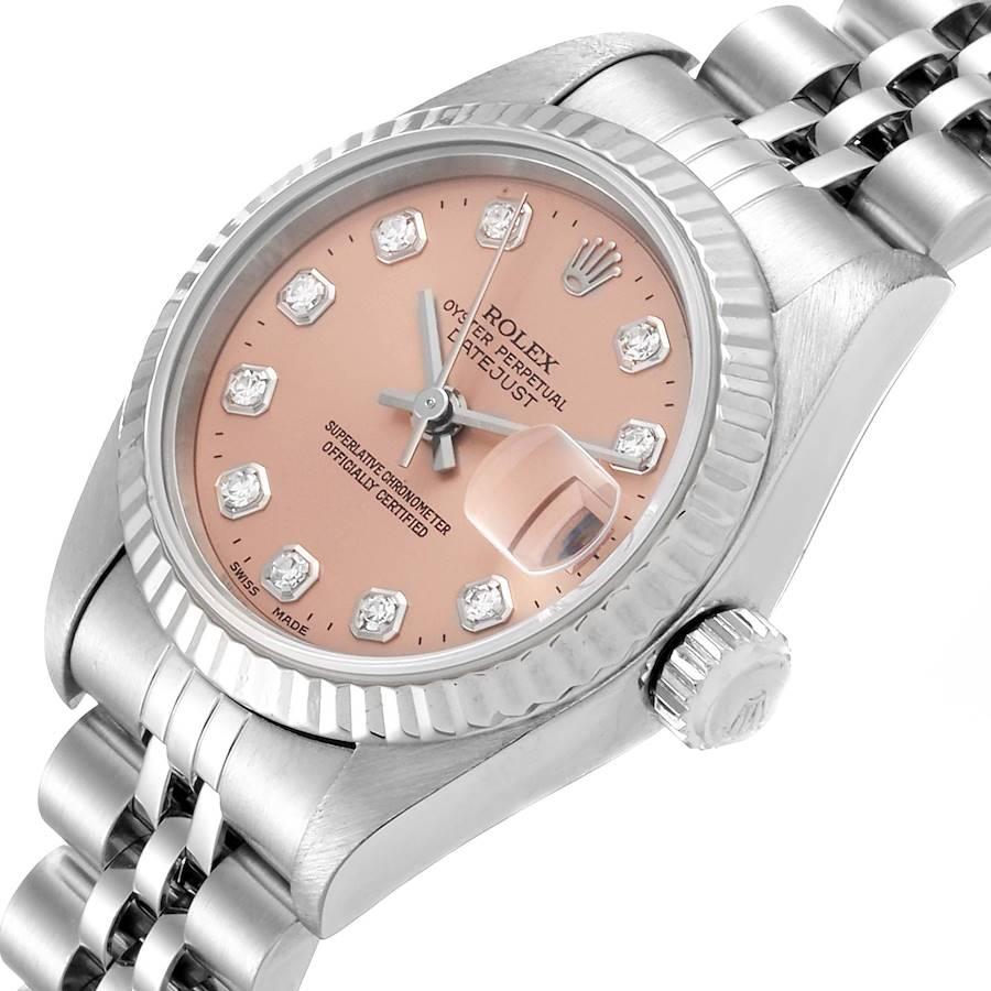 Rolex Datejust Steel White Gold Salmon Diamond Dial Ladies Watch 79174 For Sale 1