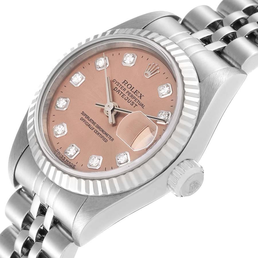 Rolex Montre Datejust en acier et or blanc avec cadran en diamant saumon 79174 pour femmes 1