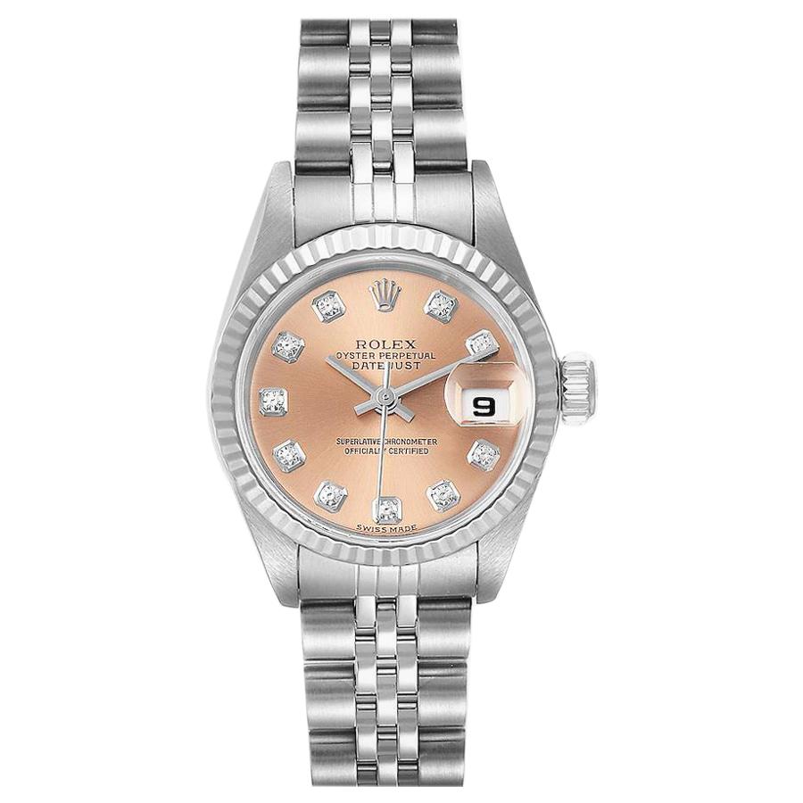 Rolex Datejust Steel White Gold Salmon Diamond Dial Ladies Watch 79174 For Sale