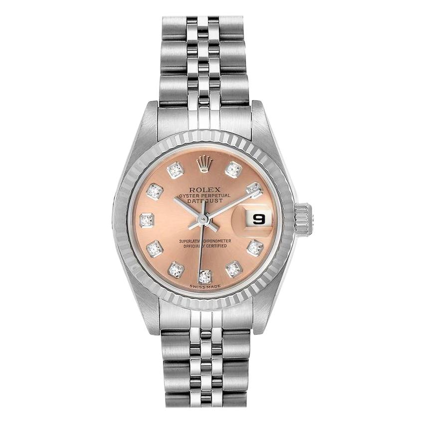 Rolex Datejust Steel White Gold Salmon Diamond Dial Ladies Watch 79174