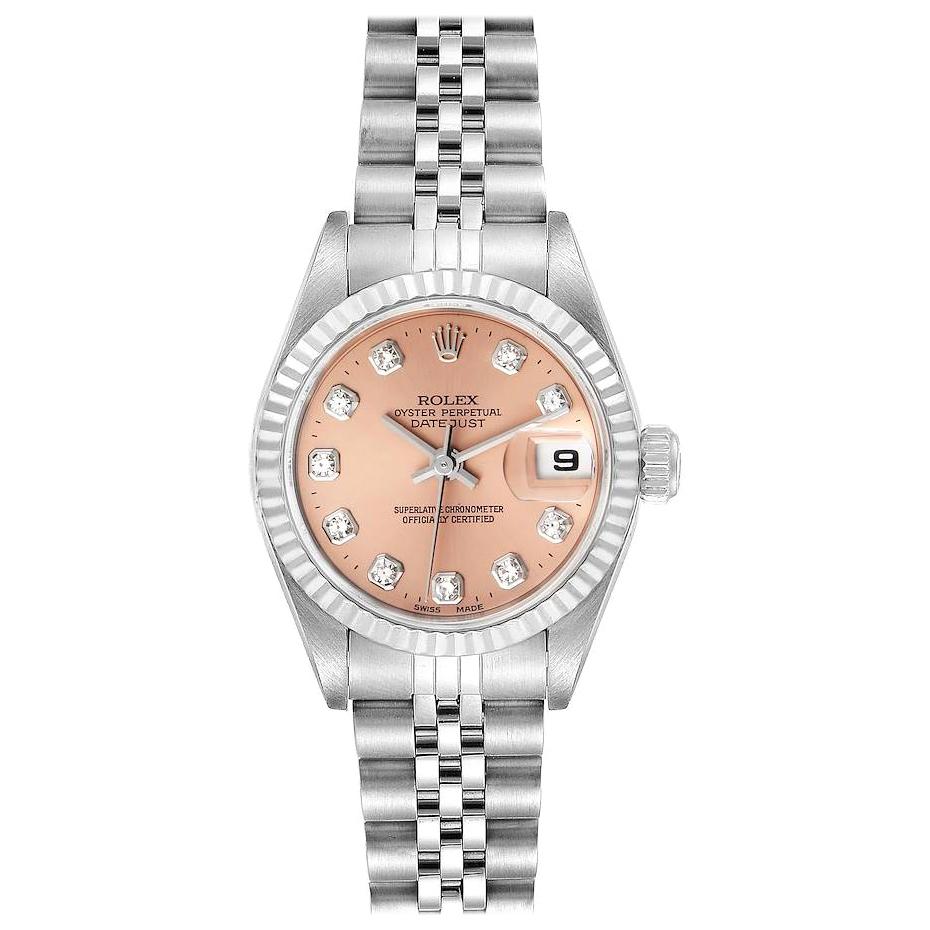 Rolex Datejust Steel White Gold Salmon Diamond Dial Ladies Watch 79174