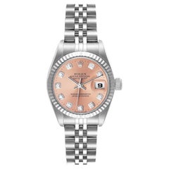Rolex Datejust Steel White Gold Salmon Diamond Dial Ladies Watch 79174