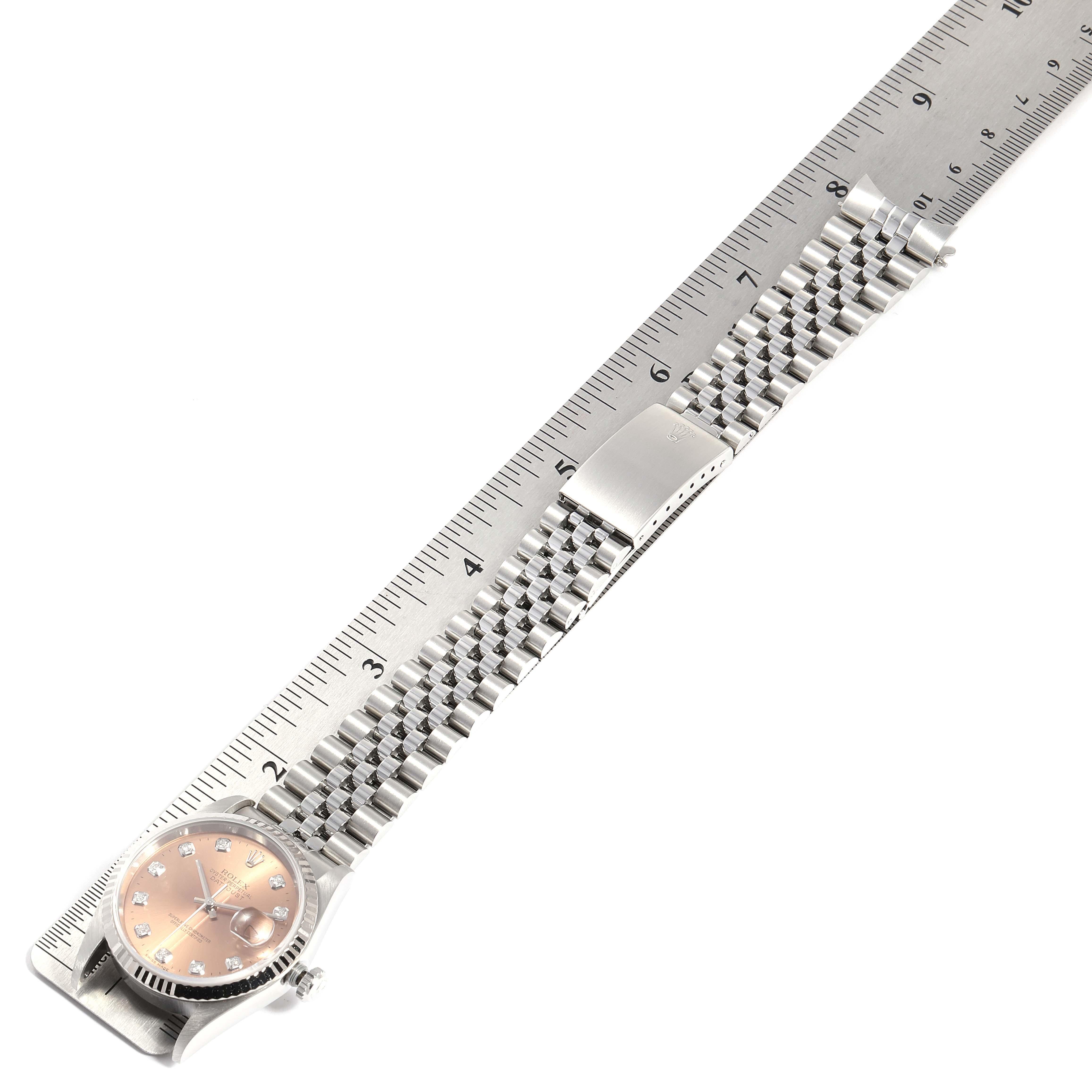 Rolex Datejust Steel White Gold Salmon Diamond Dial Men's Watch 16234 For Sale 6