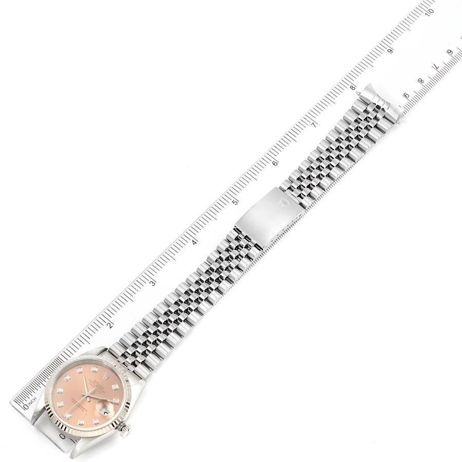 Rolex Datejust Steel White Gold Salmon Diamond Dial Men's Watch 16234 4