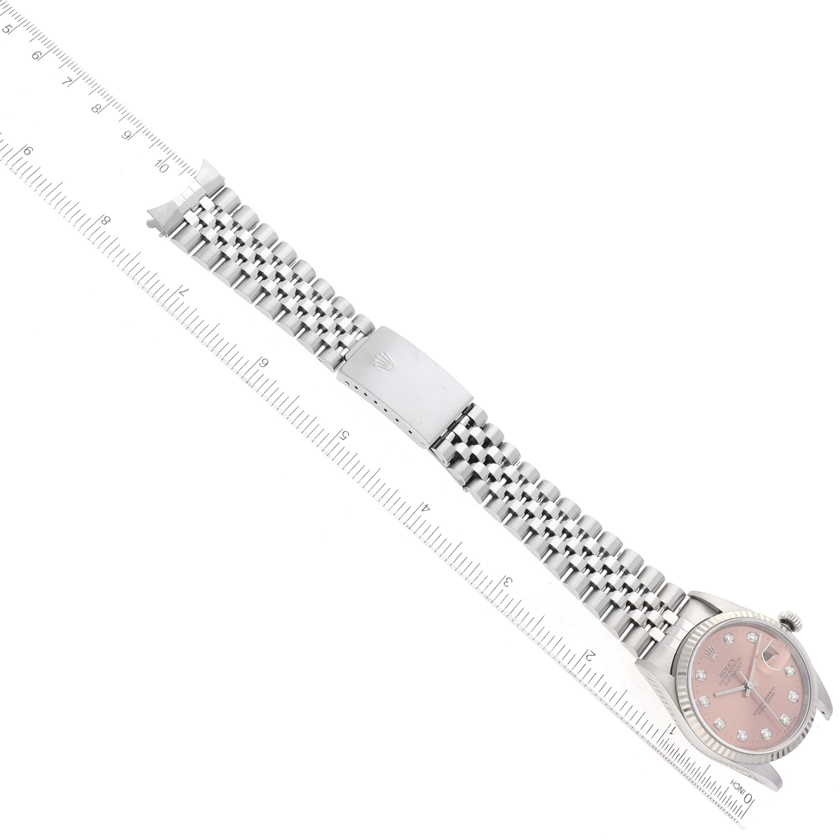 Rolex Datejust Steel White Gold Salmon Diamond Dial Mens Watch 16234 For Sale 6