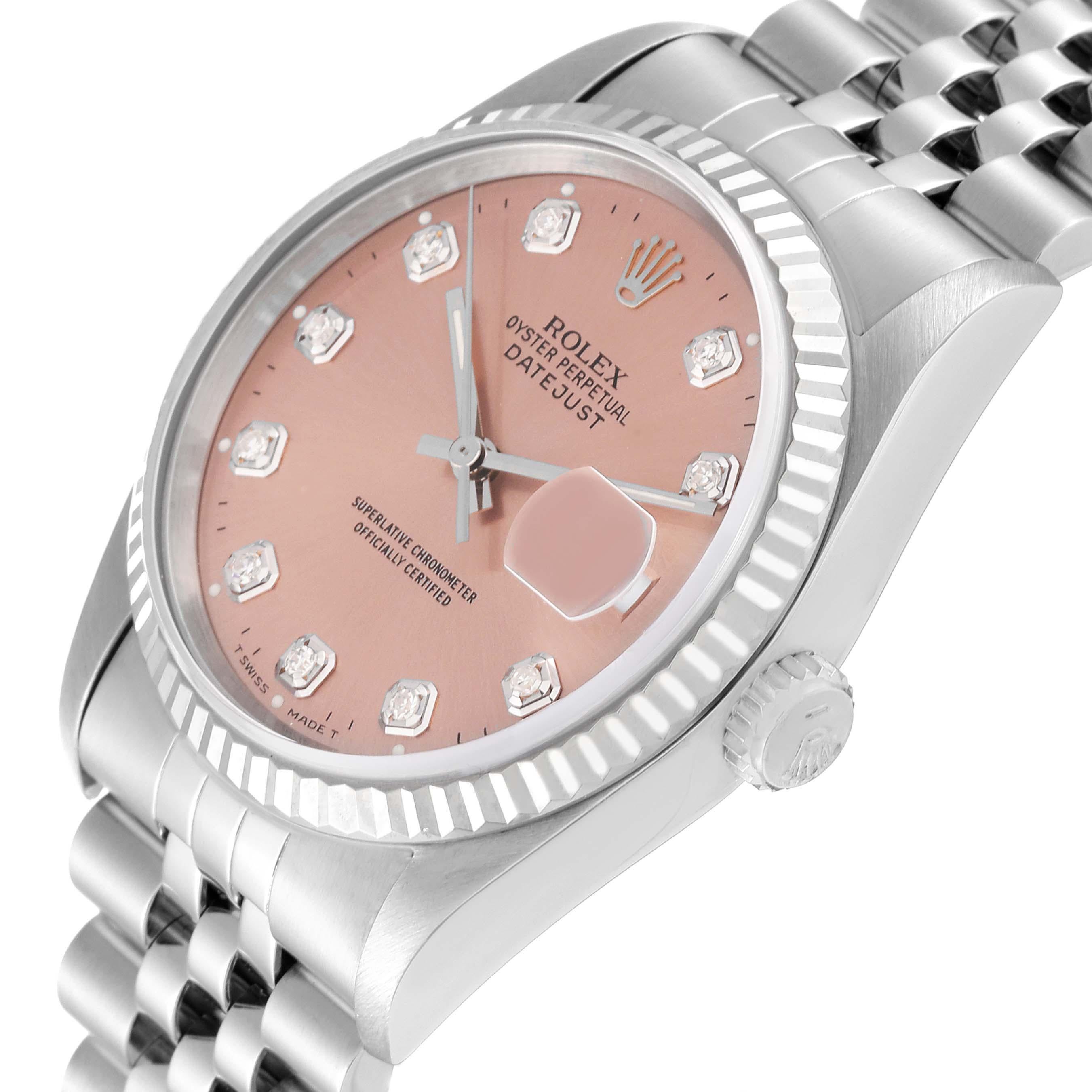 Men's Rolex Datejust Steel White Gold Salmon Diamond Dial Mens Watch 16234 For Sale