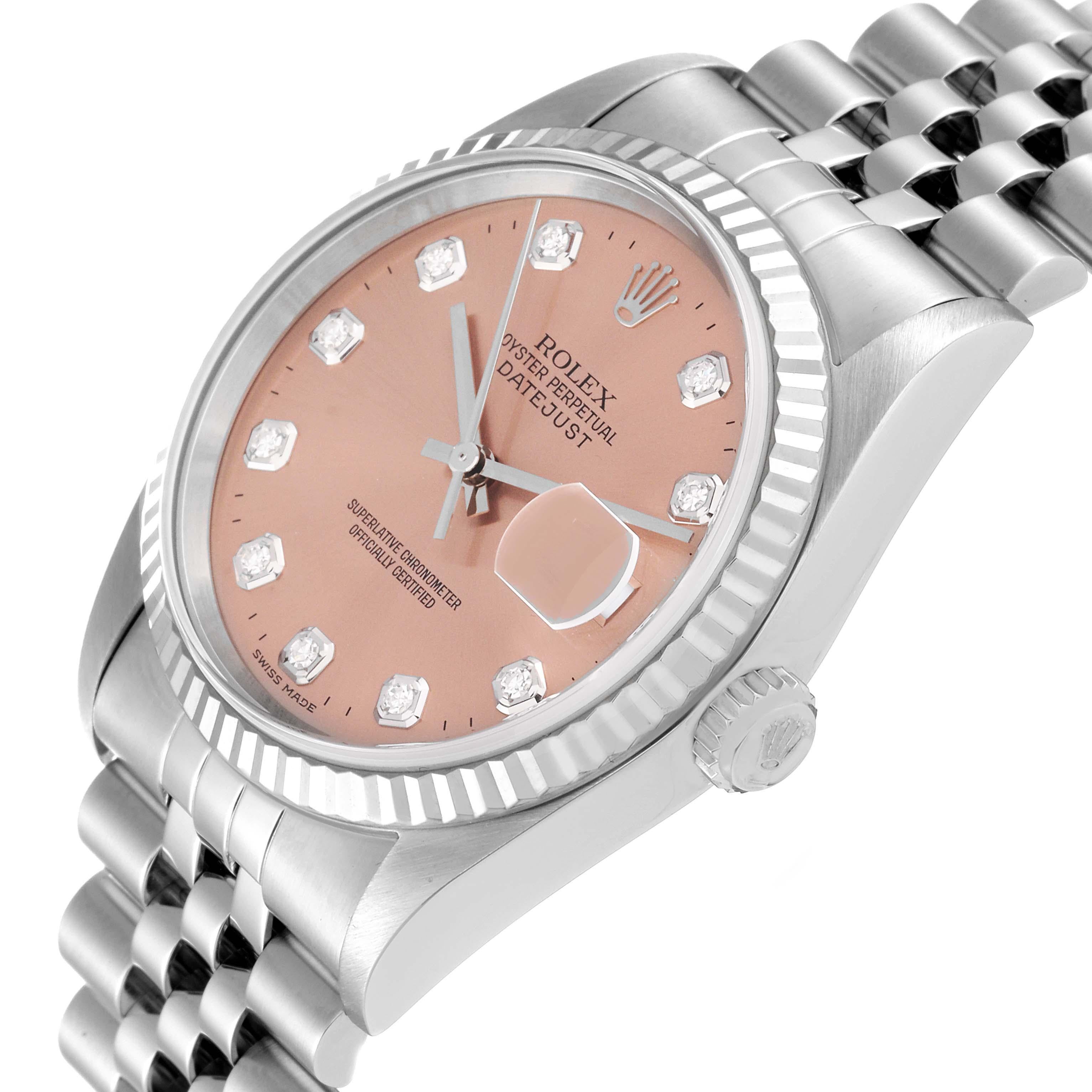 Rolex Datejust Steel White Gold Salmon Diamond Dial Mens Watch 16234 For Sale 5