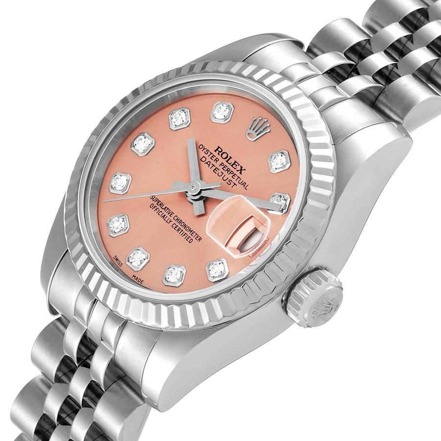 Rolex Datejust Steel White Gold Salmon Diamond Dial Watch 179174 Box Papers For Sale 1