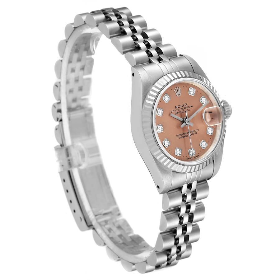 Women's Rolex Datejust Steel White Gold Salmon Diamond Dial Watch 79174 Box Papers